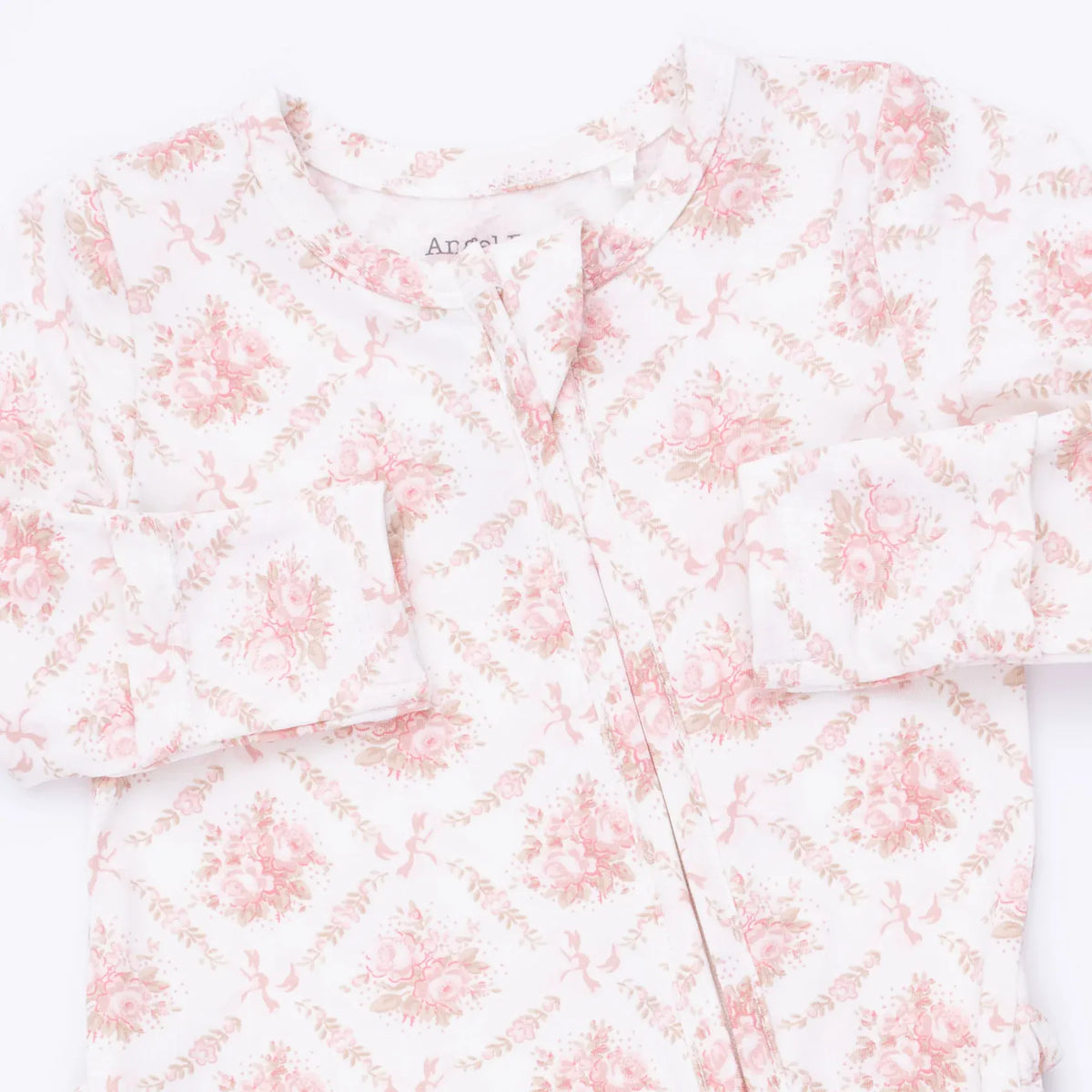 Angel Dear Rose Bow Lattice 2 Way Ruffle Back Zipper Footie - Little Miss Muffin Children & Home