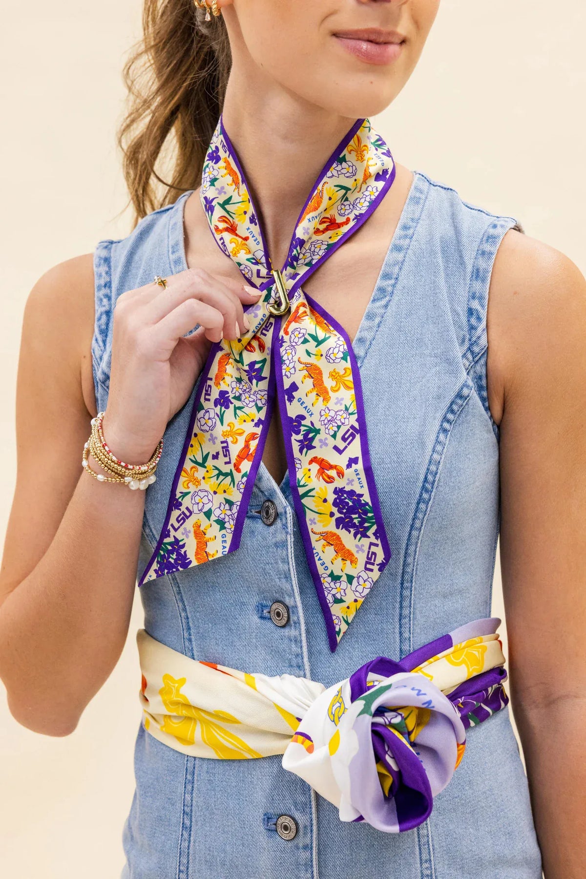 Saturday Silks LSU Tigers Skinny Scarf - Little Miss Muffin Children & Home
