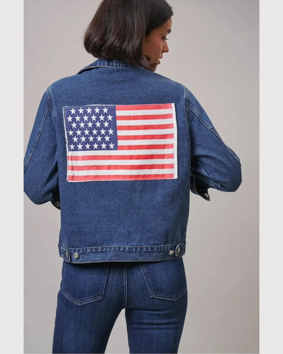 Urban Daizy American Flag Patch Denim Trucker Jacket - Little Miss Muffin Children & Home