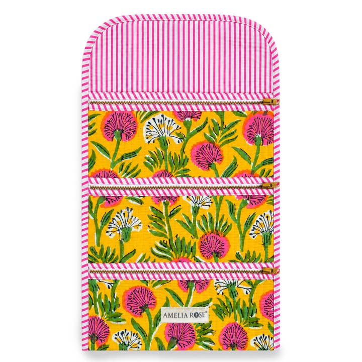 Amelia Rose Jewelry Cotton Quilted Jewelry Roll in Azalea - Little Miss Muffin Children & Home