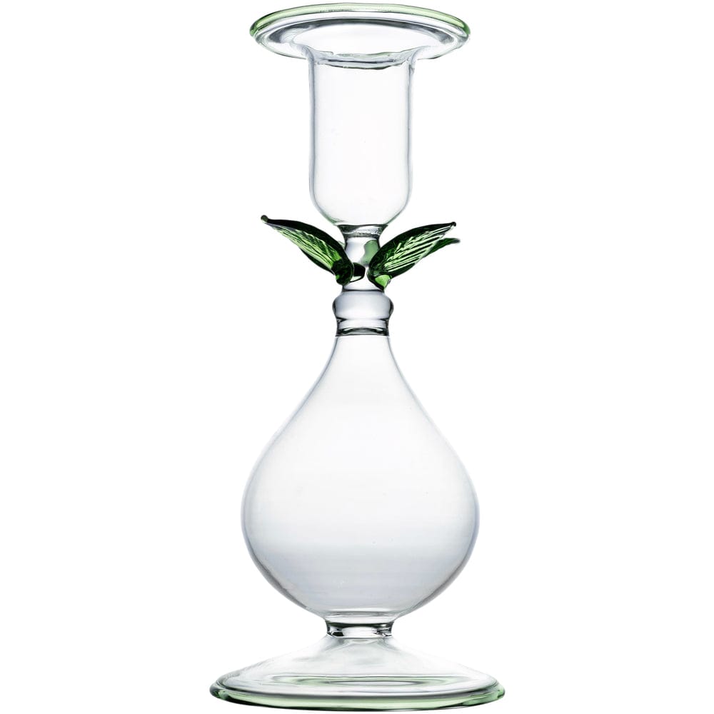 Abigail's Home Decor La BoHeme Clear Candlestick with Green Leaves - Little Miss Muffin Children & Home