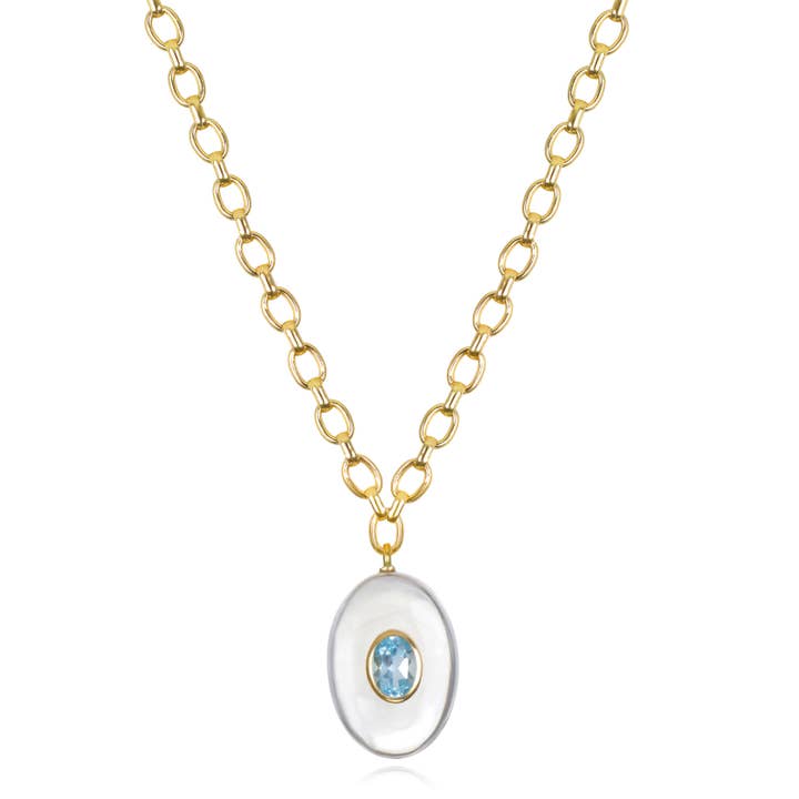 Amelia Rose Jewelry Quartz & Topaz Oval Loop Necklace - Little Miss Muffin Children & Home