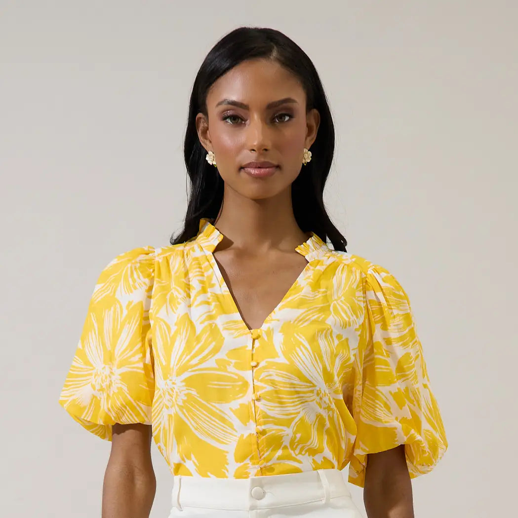 Sugarlips Joni Floral Idara Button Down Top - Little Miss Muffin Children & Home