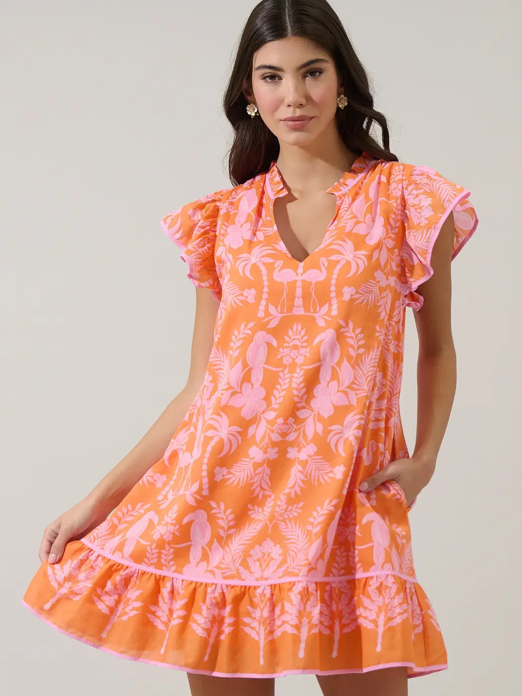 Sugarlips Davina Floral Ebba Shift Mini Dress in Pink/Orange - Little Miss Muffin Children & Home
