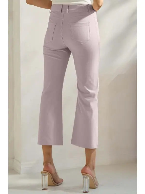 Yelete Straight Leg Cropped Pants in Light Mauve - Little Miss Muffin Children & Home