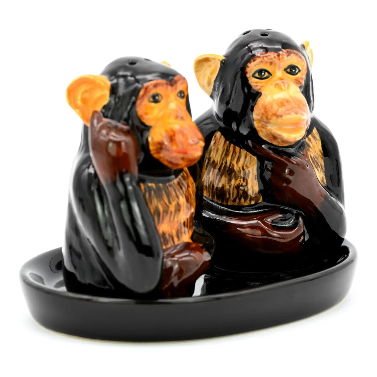 Art Floral Trading Monkey Salt and Pepper Shaker on Black Ceramic Tray - Little Miss Muffin Children & Home