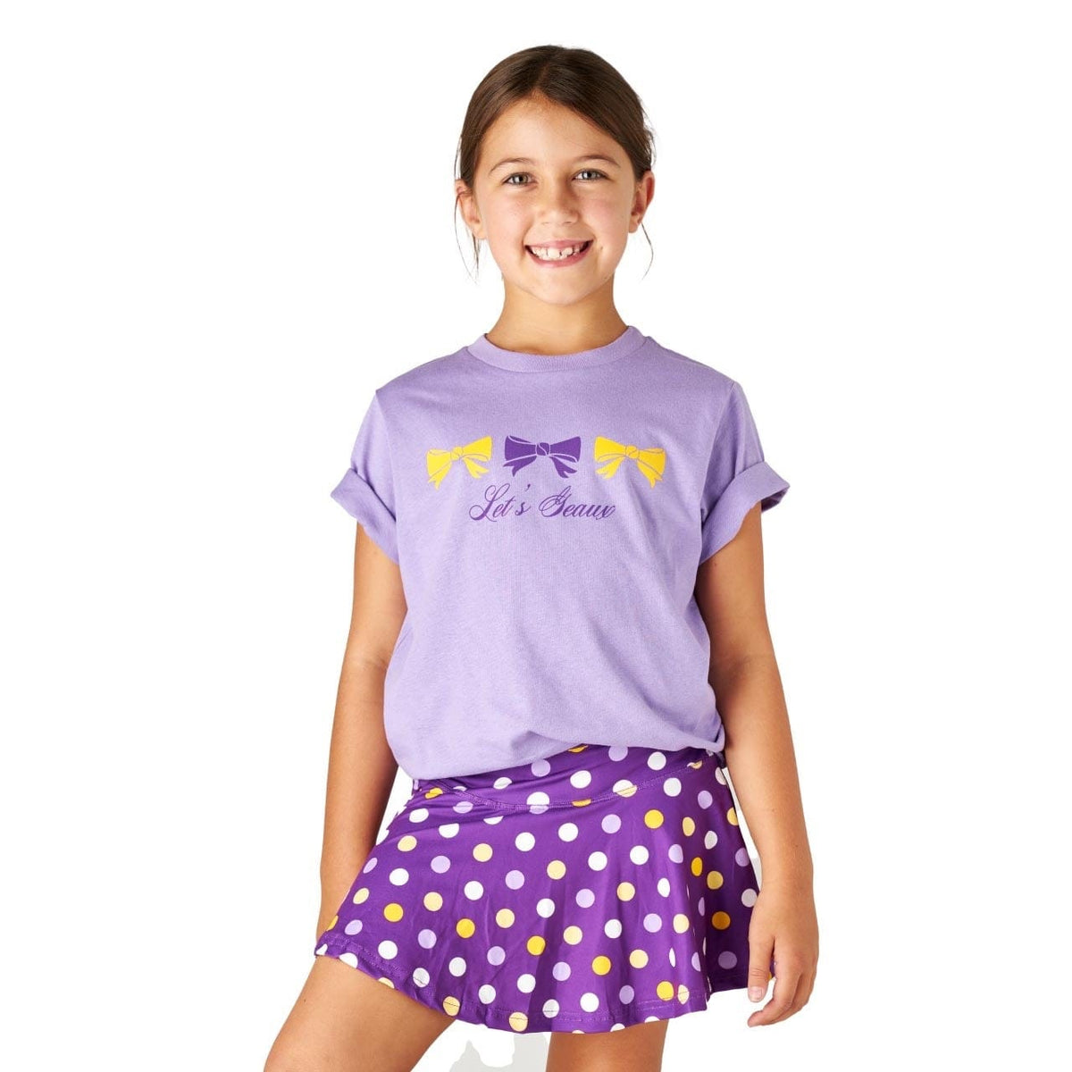 LSU Let's Geaux bow tee for kids