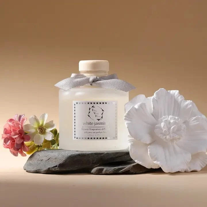 Pretty Valley Home Pretty Valley Home Marigold Ceramic Flower Diffuser Gift Set, White Jasmine - Little Miss Muffin Children & Home