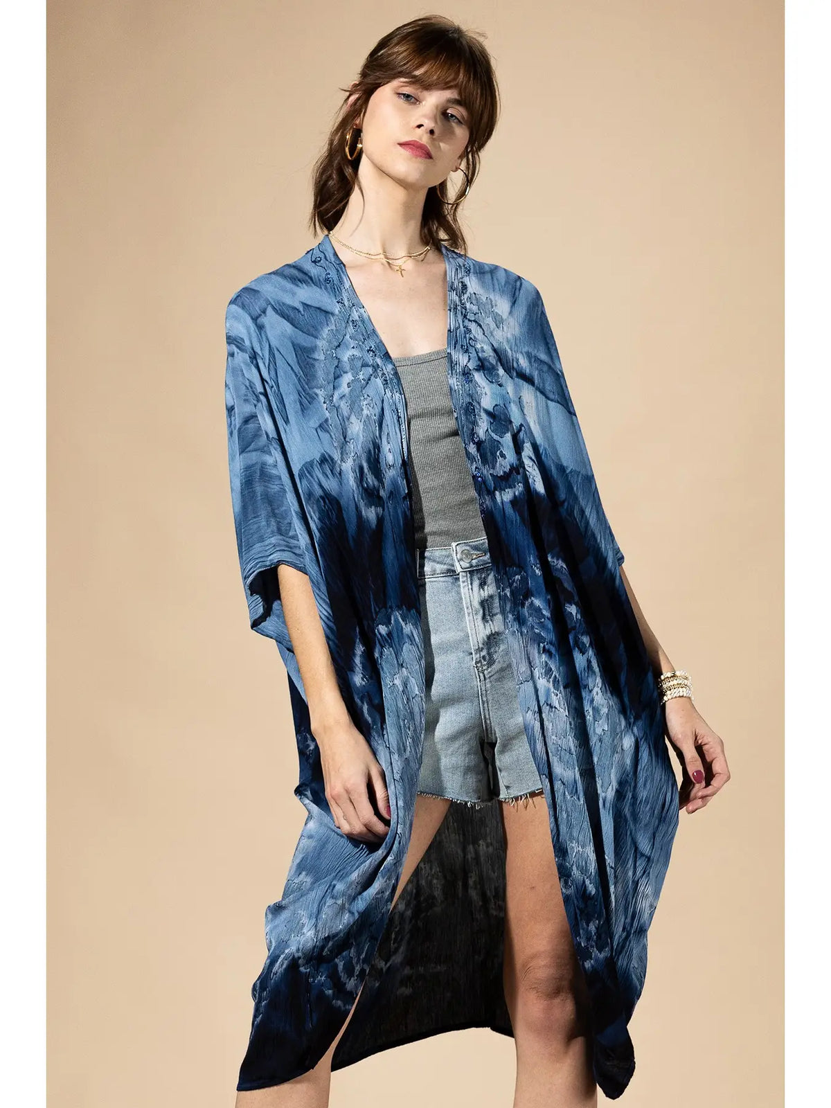 Urbanista Dark Iris Indigo Tie-Dye Kimono - Little Miss Muffin Children & Home