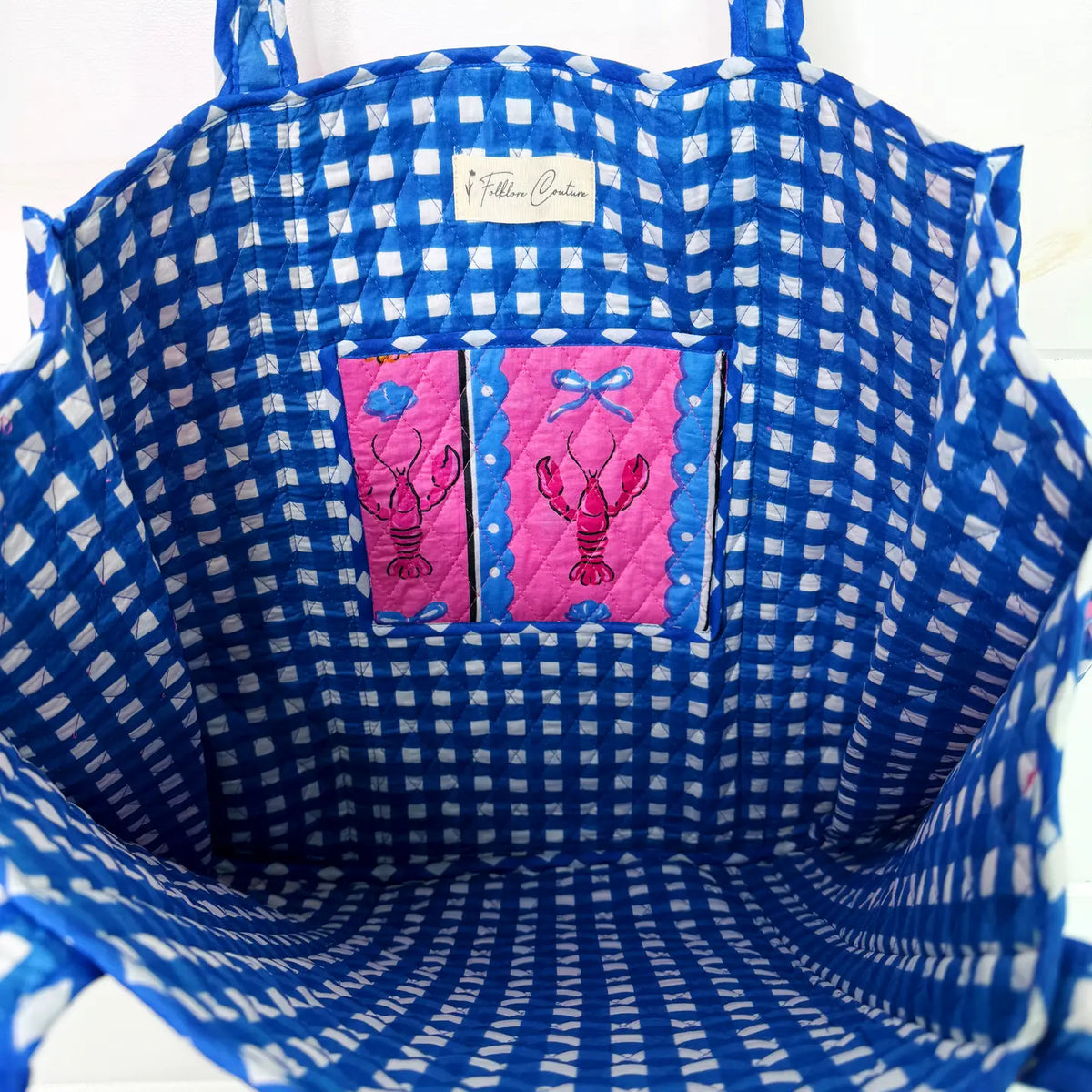Folklore Couture Pink Lobster Quilted Tote Bag - Little Miss Muffin Children & Home