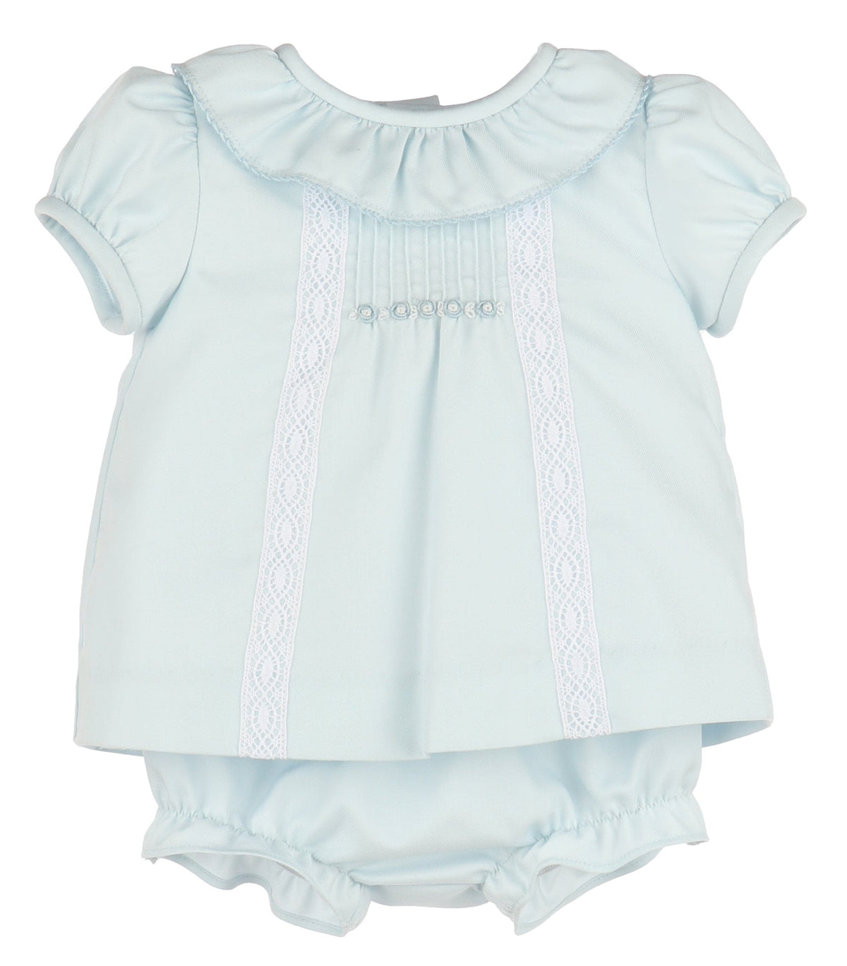 Casero & Associates Pintucks Lace Bishop, Blue - Little Miss Muffin Children & Home