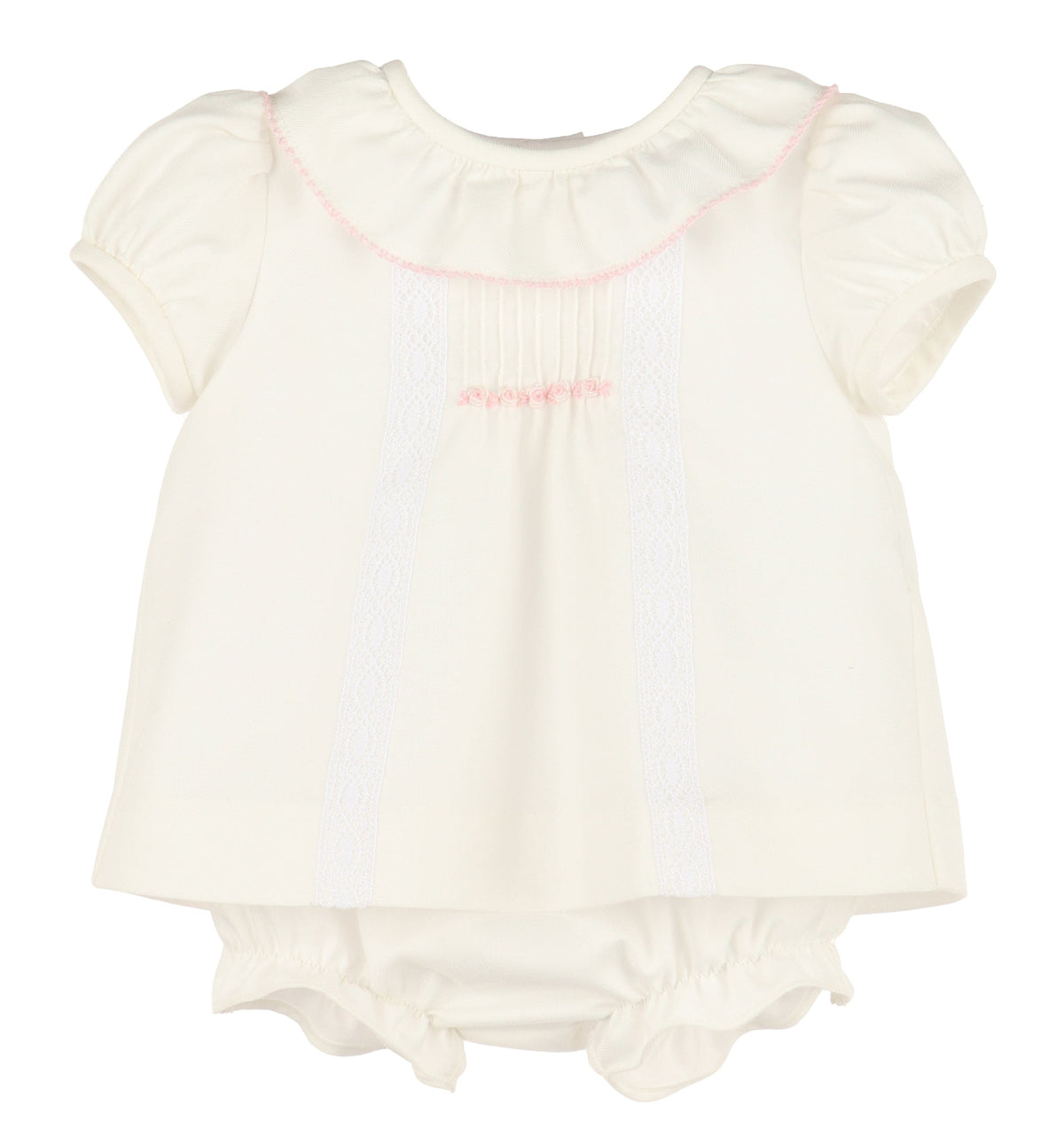 Casero & Associates Pintucks Lace Bishop, Ivory - Little Miss Muffin Children & Home