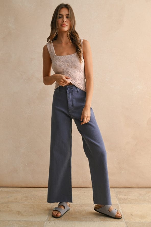 Miou Muse Straight Wide Leg Denim Pants in Dusty Blue - Little Miss Muffin Children & Home