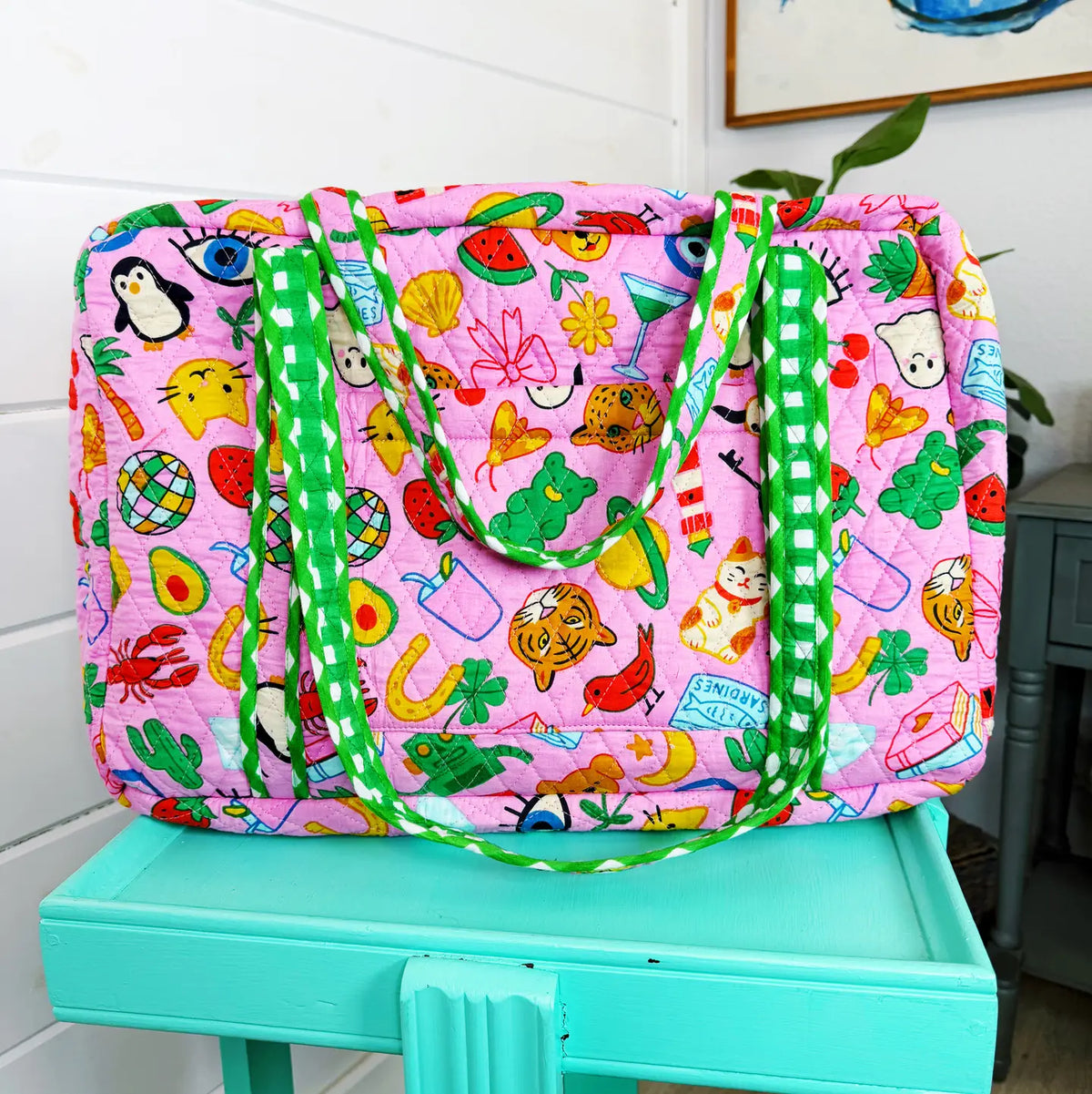 Folklore Couture Lucky Vibes Pink Quilted Weekender Duffle Bag - Little Miss Muffin Children & Home