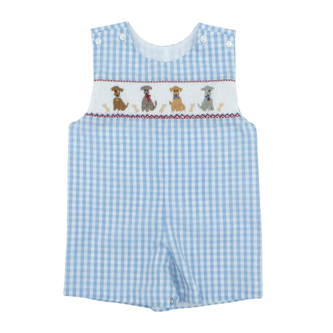 Lulu Bebe Pete Puppy Smocked Shortall - Little Miss Muffin Children & Home
