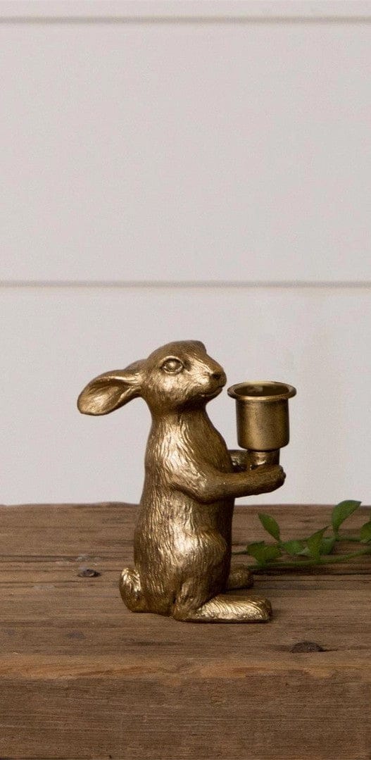 Audrey's Home & Gift Gold Bunny Tapered Candle Holders - Little Miss Muffin Children & Home