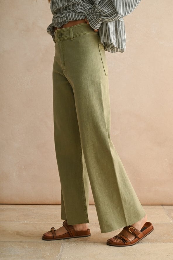 Miou Muse Straight Wide Leg Denim Pants in Dusty Sage - Little Miss Muffin Children & Home