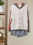 Mello. Button-Up Cardigan with Contrast Sleeves Sweater - Little Miss Muffin Children & Home