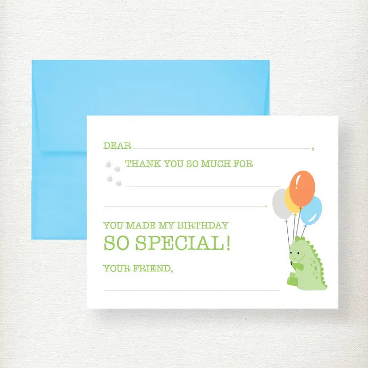 Kramer Drive Kids Dino Fill in Thank You Note Card - Little Miss Muffin Children & Home