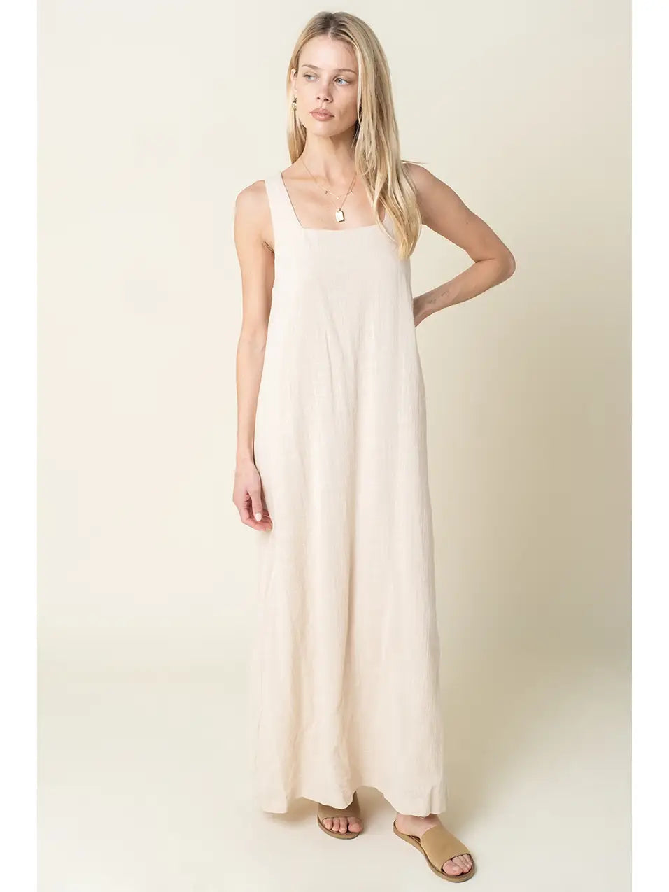 Olivaceous Avery Relaxed Maxi Tank Dress in New Khaki - Little Miss Muffin Children & Home