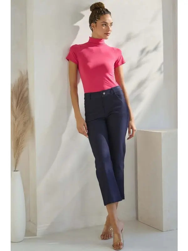 Yelete Straight Leg Cropped Pants in Navy - Little Miss Muffin Children & Home