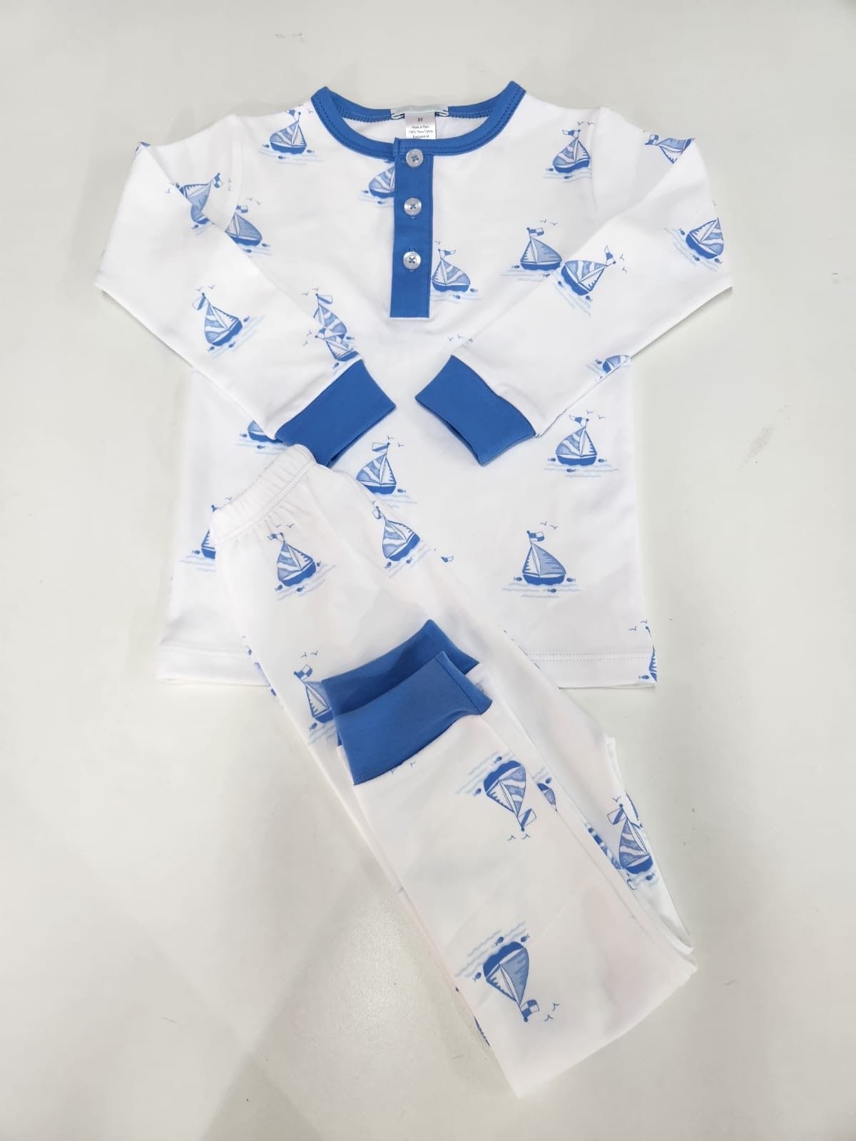 Lulu Bebe Lulu Bebe Sailboat Long Sleeve Pima PJ Set for Girl - Little Miss Muffin Children & Home