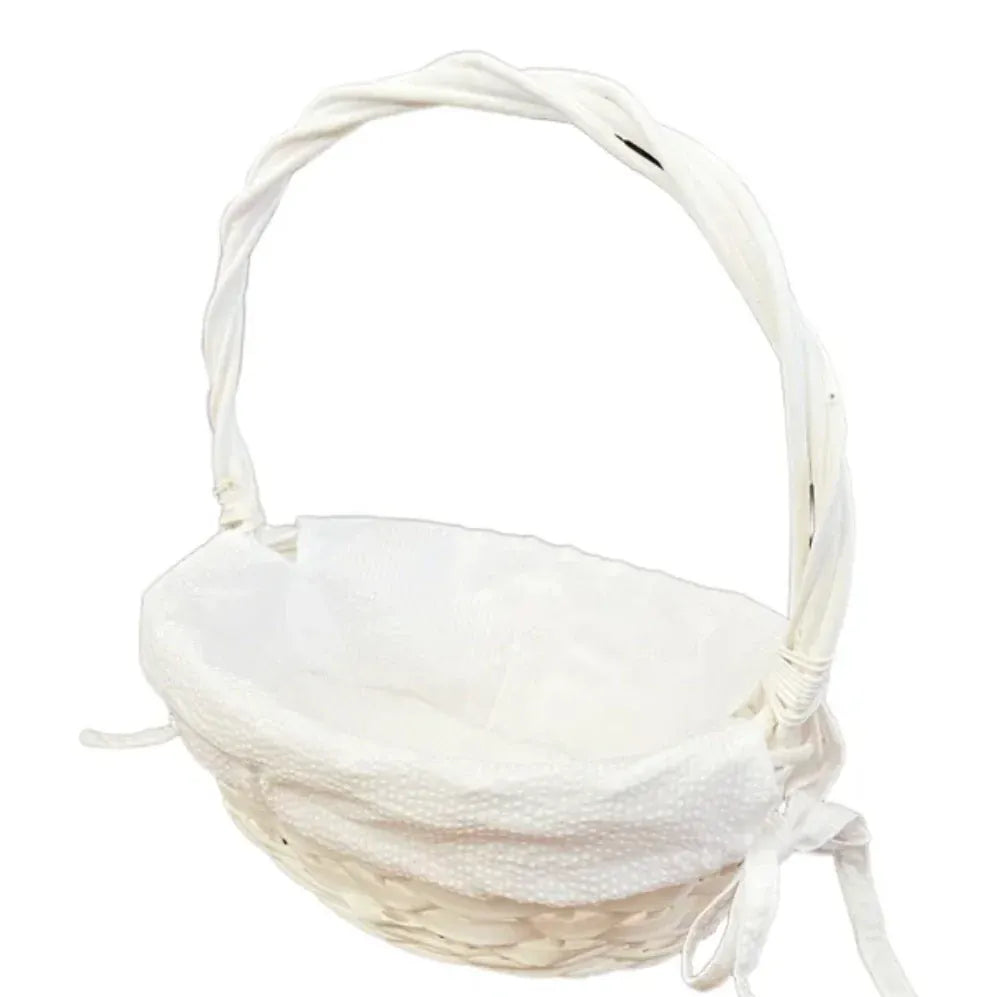 The Bow Next Door White Wicker Easter Basket with White Seersucker Liner - Little Miss Muffin Children & Home