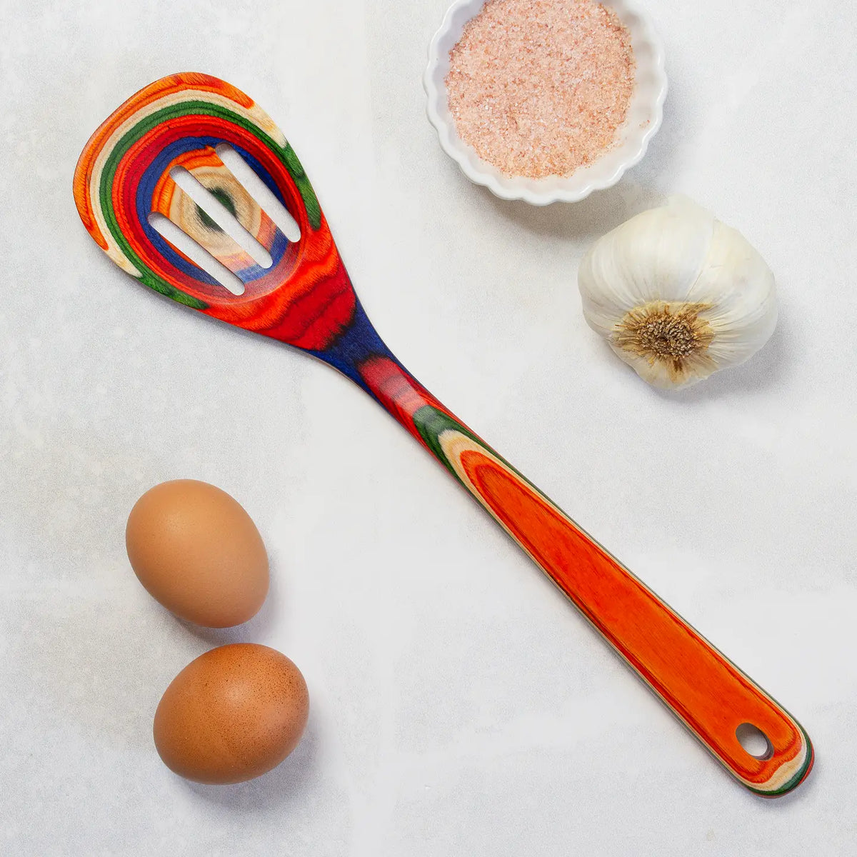 Totally Bamboo Baltique® Marrakesh Colorful Wooden Slotted Spoon, 12.5" - Little Miss Muffin Children & Home