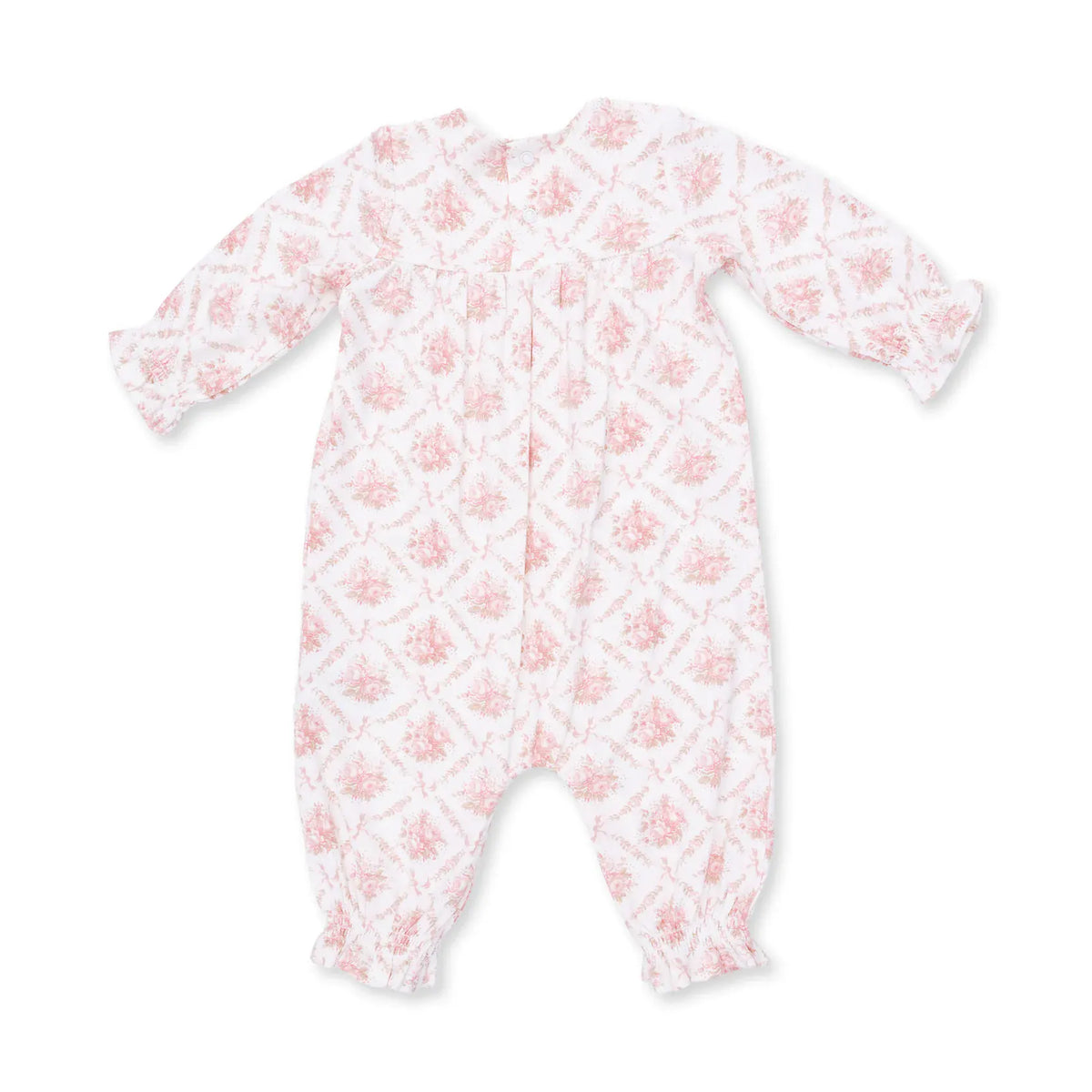 Angel Dear Rose Bow Lattice Smocked Long Sleeve Romper - Little Miss Muffin Children & Home