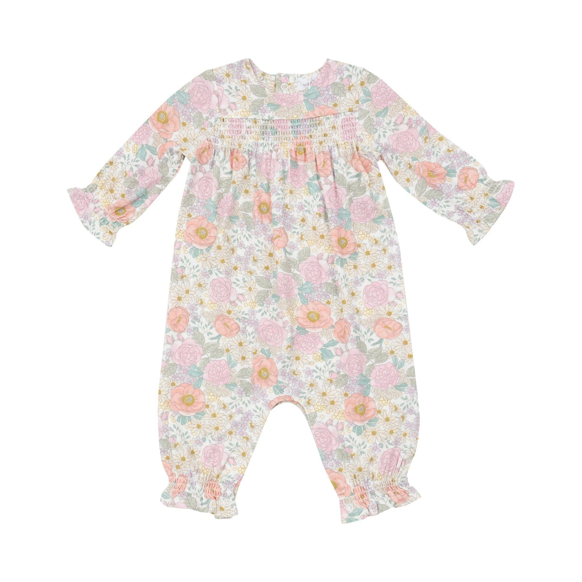 Angel Dear Angel Dear Peonies and Roses Smocked Romper - Little Miss Muffin Children & Home