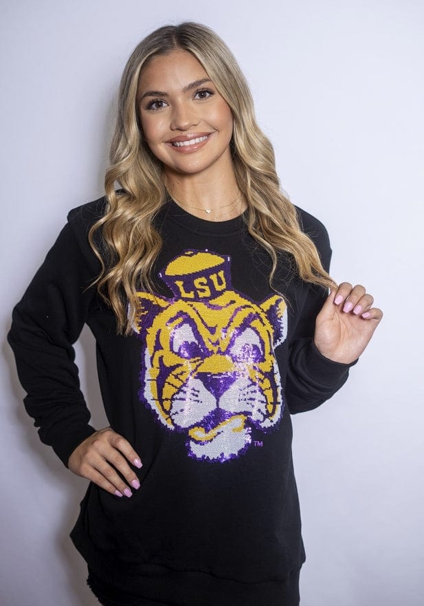 Bomb Designs Bomb Designs LSU Vintage Tiger Sequin Sweatshirt - Little Miss Muffin Children & Home