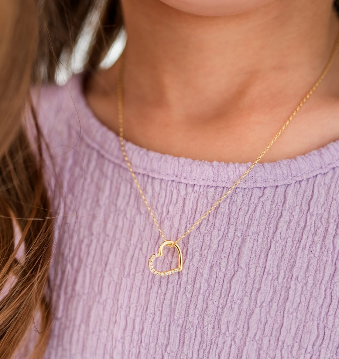 Cherished Moments Children’s 14K Gold-Plated Floating Heart 14" Necklace - Little Miss Muffin Children & Home