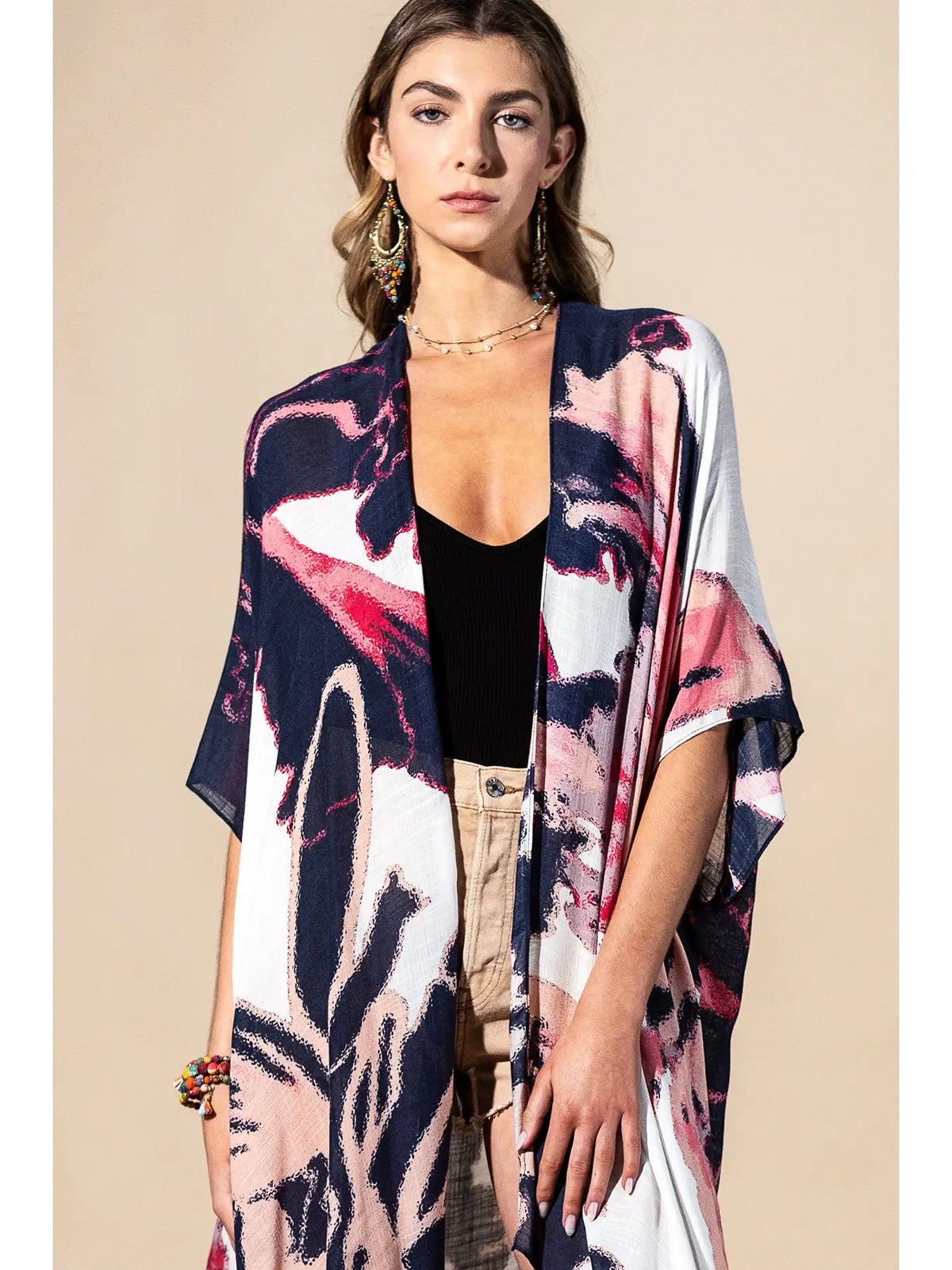 Urbanista Coral Multi Painted Bloom Viscose Kimono - Little Miss Muffin Children & Home