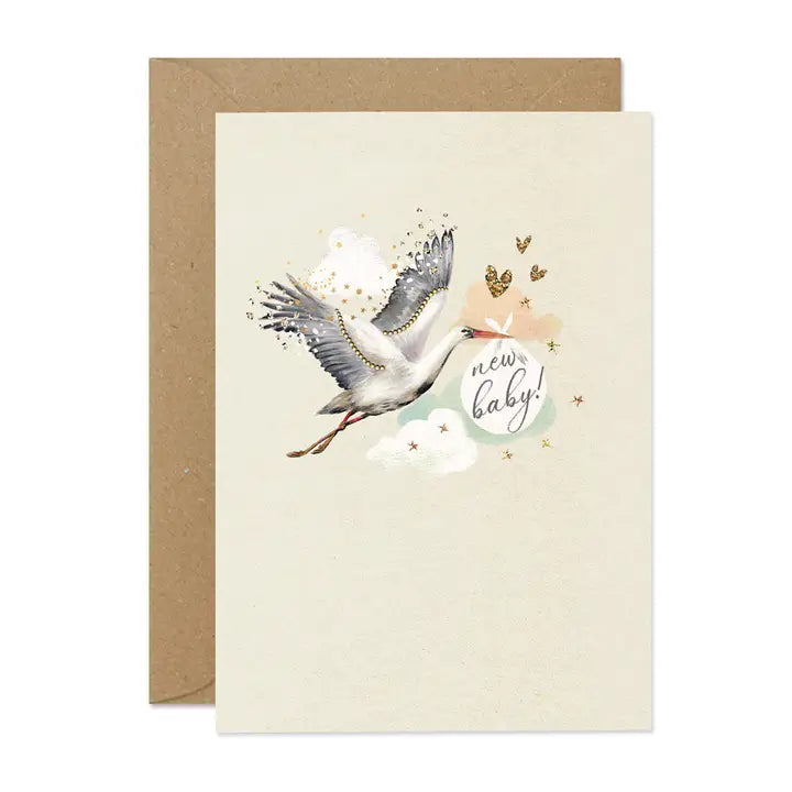 Notes & Queries Inc New Baby Stork Greeting Card Stephanie Davies - Little Miss Muffin Children & Home