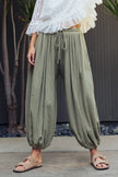 Urban Daizy Crinkle Gauze Drawstring Balloon Pants in Olive - Little Miss Muffin Children & Home