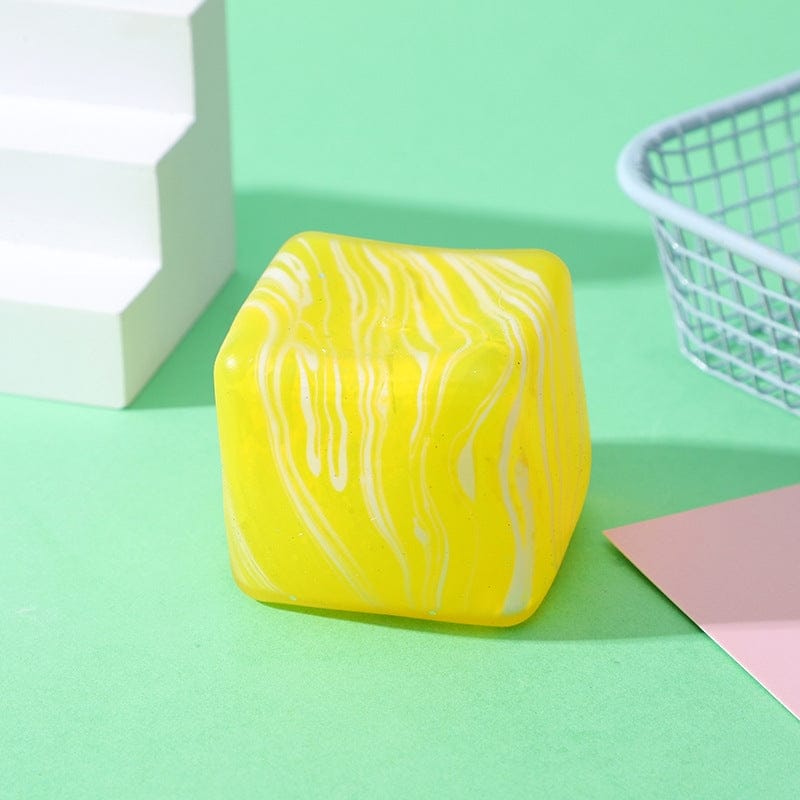 Auraquise Yellow Marble Ice Cube Squishy Slow Rising Stress Relief Fidget Toy - Little Miss Muffin Children & Home