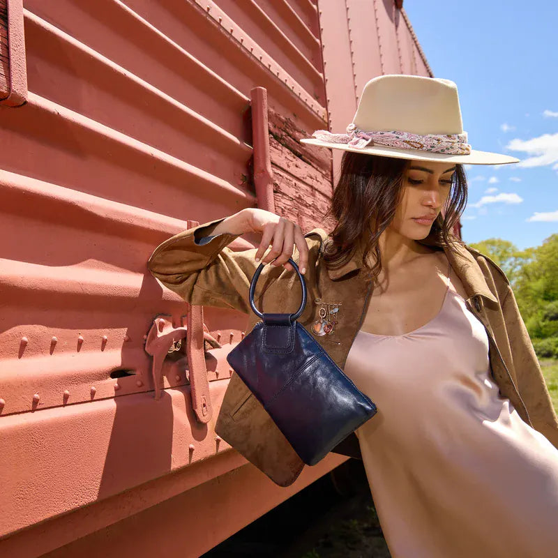 Hobo Sable Wristlet in Polished Leather - Ink Navy - Little Miss Muffin Children & Home