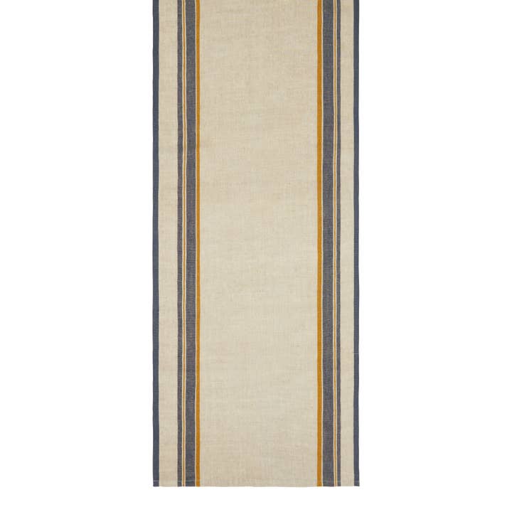 natural and blue table top runner