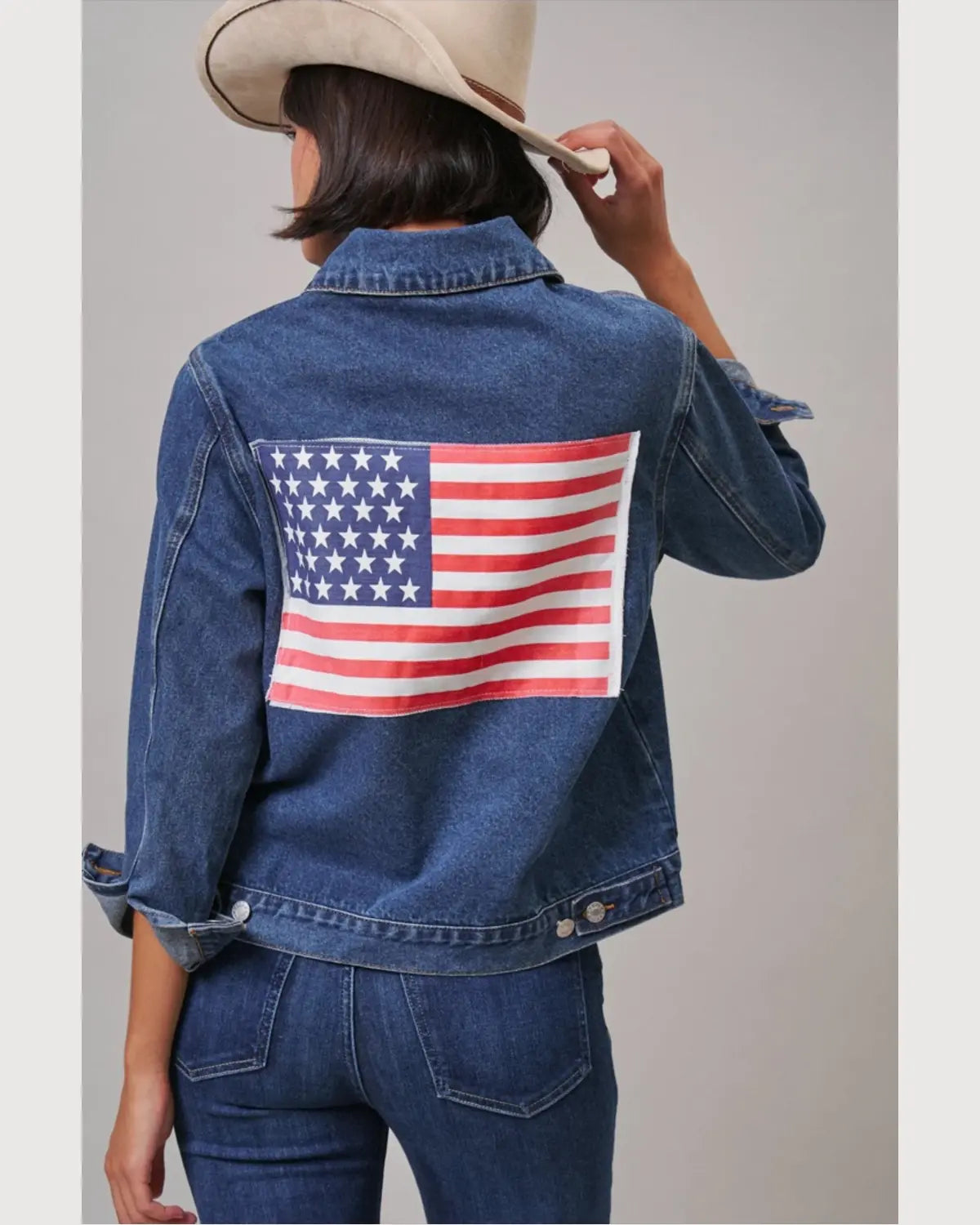 Urban Daizy American Flag Patch Denim Trucker Jacket - Little Miss Muffin Children & Home