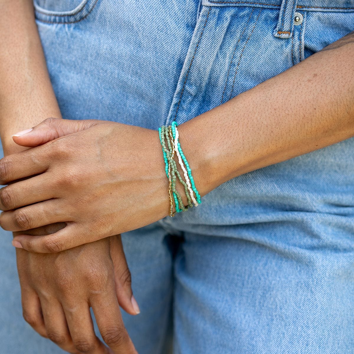 Anju Jewelry Seed-Bead Stretchy Bunch Bracelets – Turquoise Water - Little Miss Muffin Children & Home