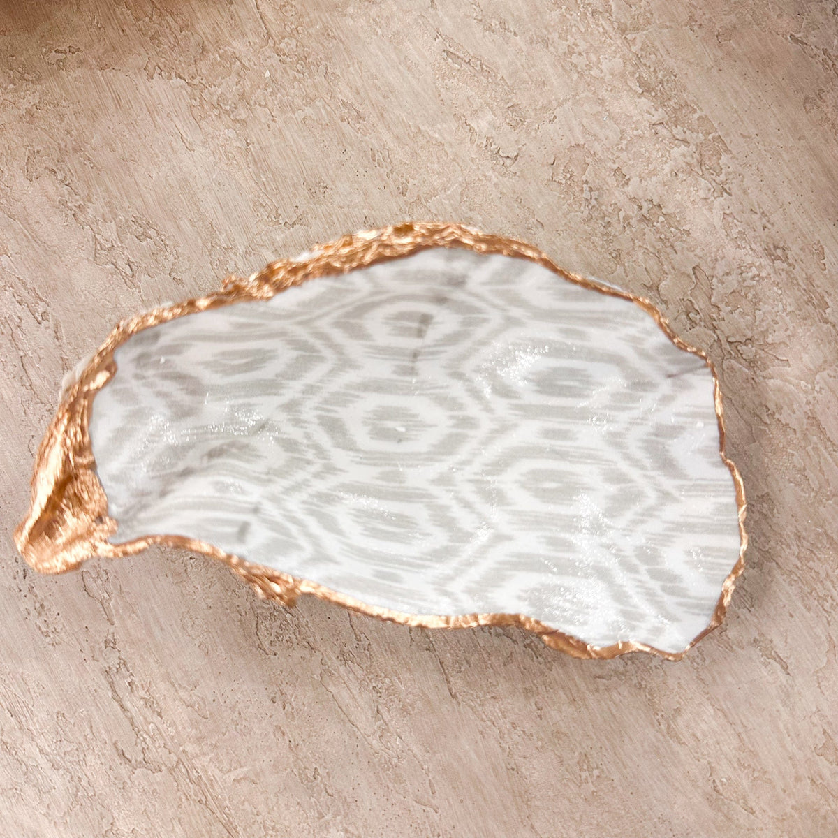 Ten Twenty Six Designs Grey Ikat Decoupage Ceramic Oyster Shells - Little Miss Muffin Children & Home