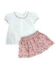 Lulu Bebe Olivia Fall Floral Skirt Set with Peter Pan Collared White Blouse - Little Miss Muffin Children & Home