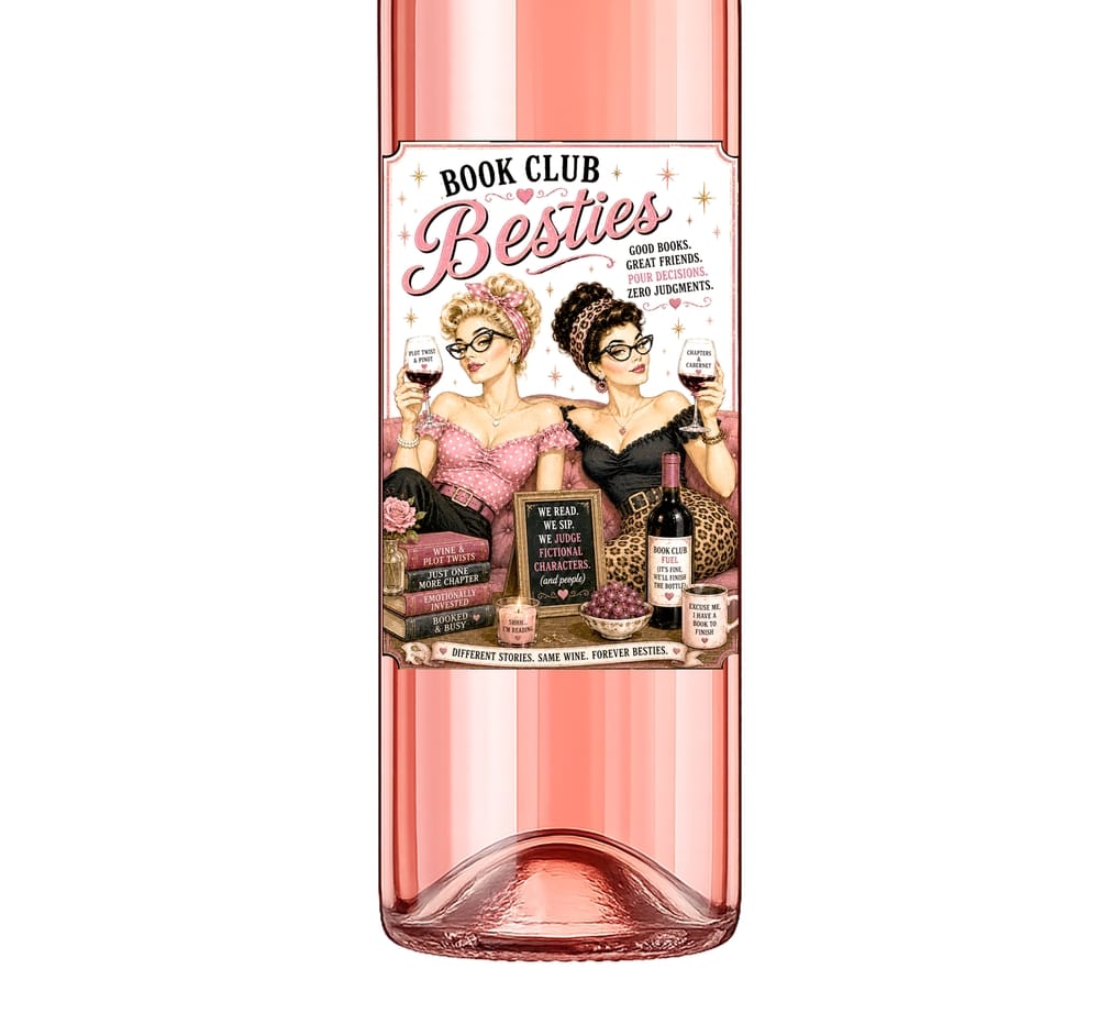 Sassy Talkin Sassy Vine Book Club Besties Wine Label - Little Miss Muffin Children & Home