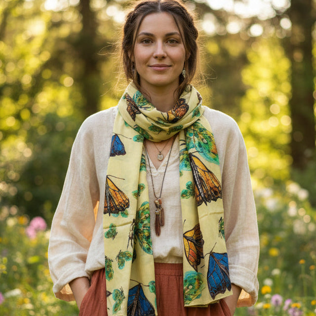 Nina J Butterfly Creation Cotton Scarf - Little Miss Muffin Children & Home