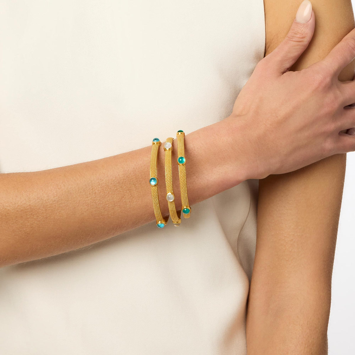 Julie Vos Julie Vos Cabochon Bangle, Iridescent Clear Crystal - Little Miss Muffin Children & Home