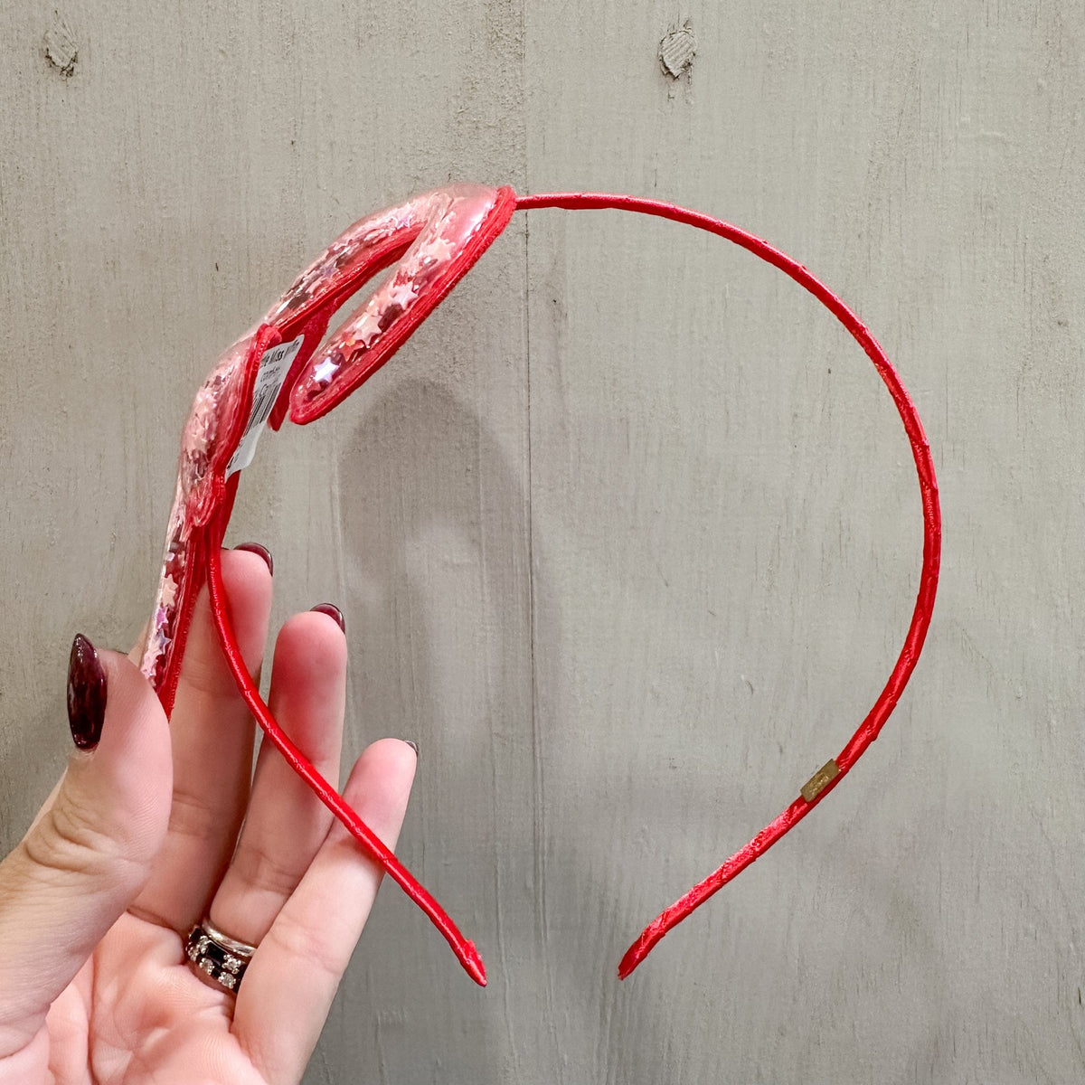 Pink confetti candy cane headband 