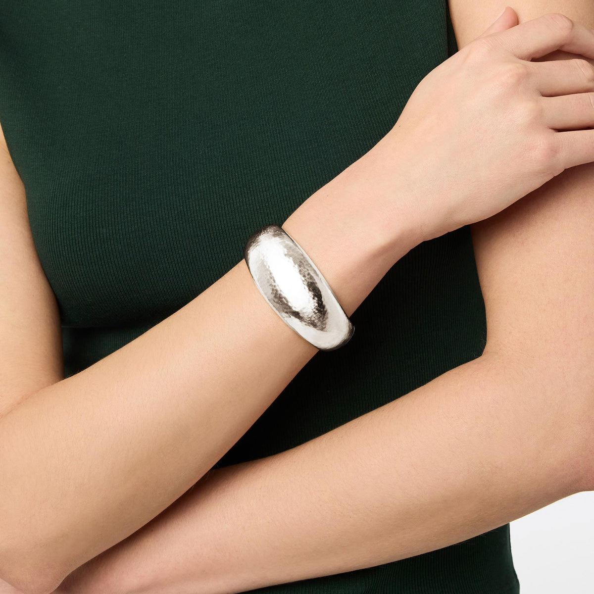 Silver Catalina Statement Hinge Bangle