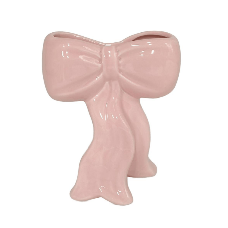 Ceramic Pink Bow Bud Vase