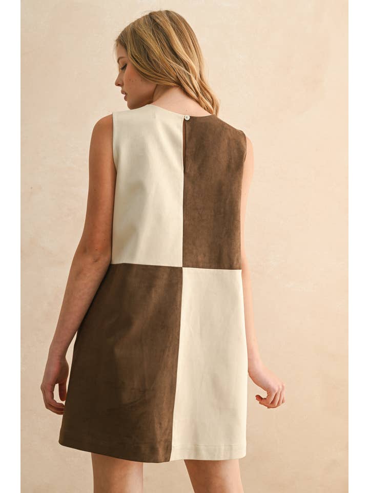 Color Block Suede Shift Dress