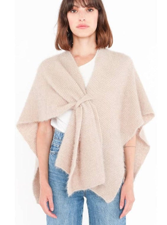 Cozy Italian Knit Loop Poncho in Beige